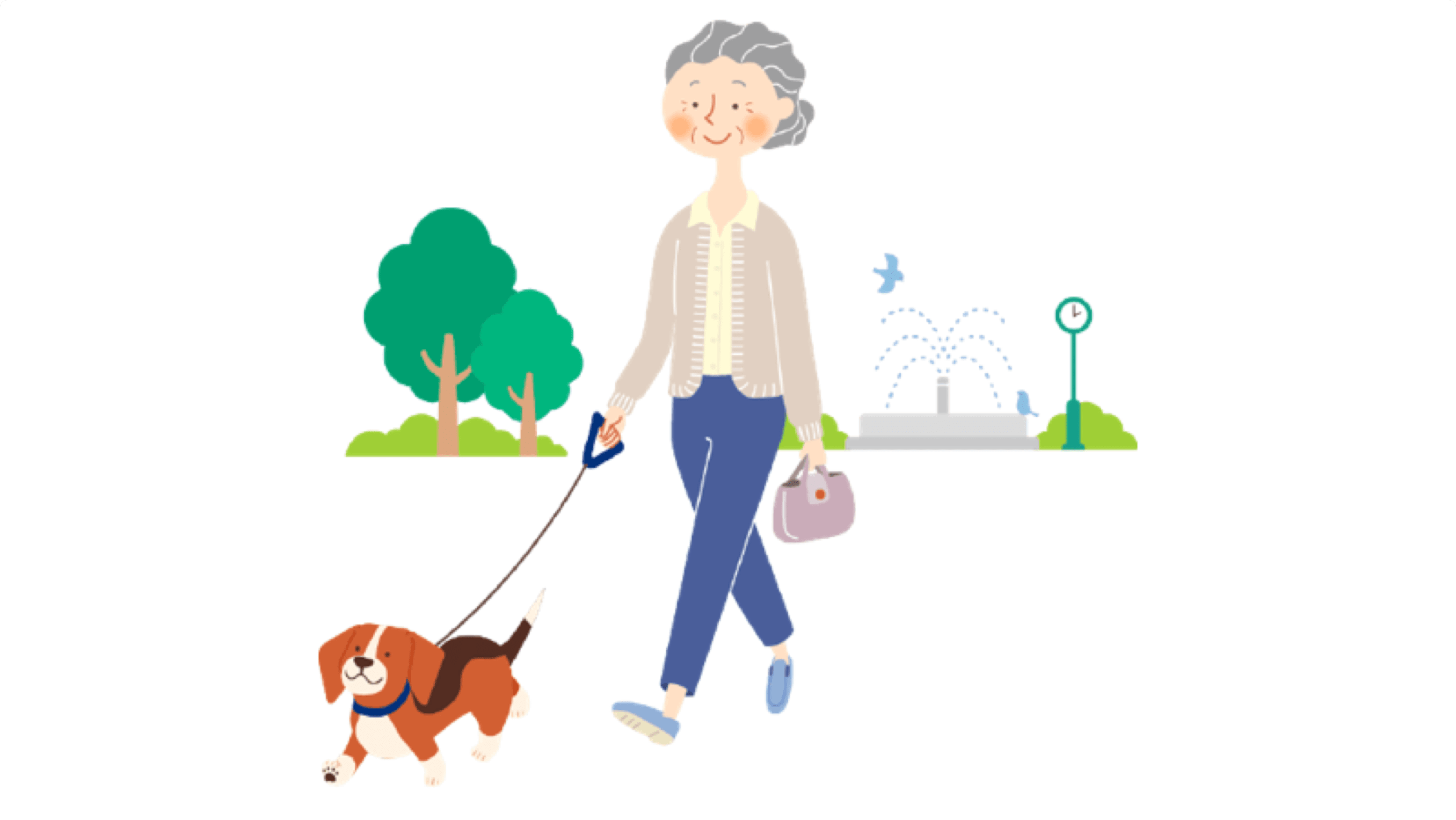 犬の散歩をしている人のイラスト