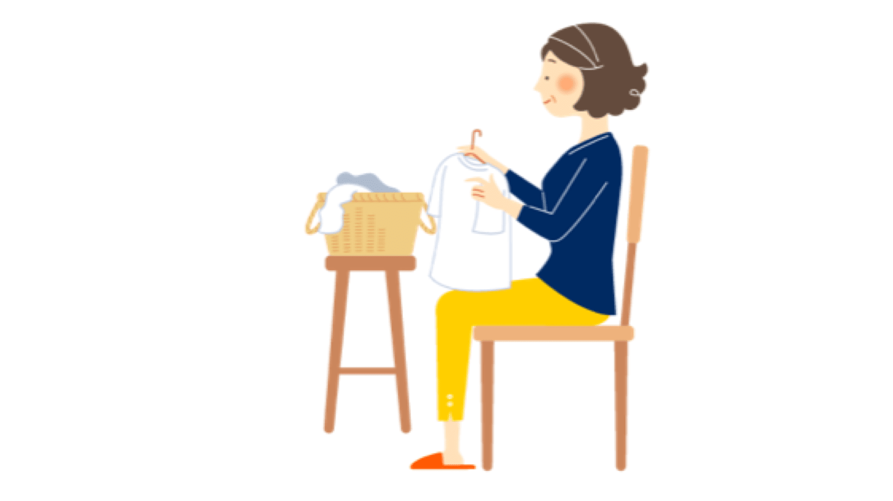 洗濯物は座ってハンガーにかける